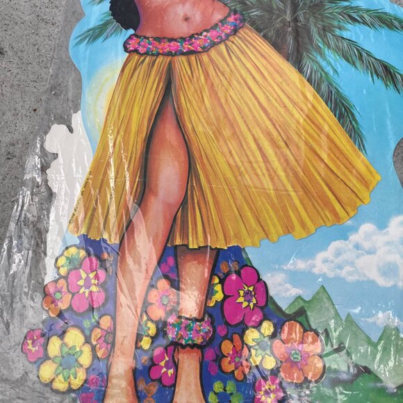 Vtg Hawaii Luau  Hula Dancer 20” Cutouts Lot of 2 Beistle Tiki Pineapple 1979 - Picture 4 of 8